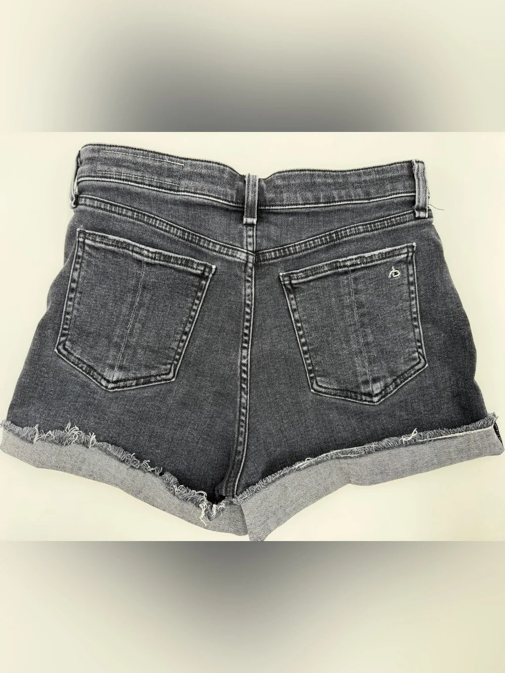 Rag and Bone Nina High Waist Denim Shorts Cuffed Hem Washed Black 27